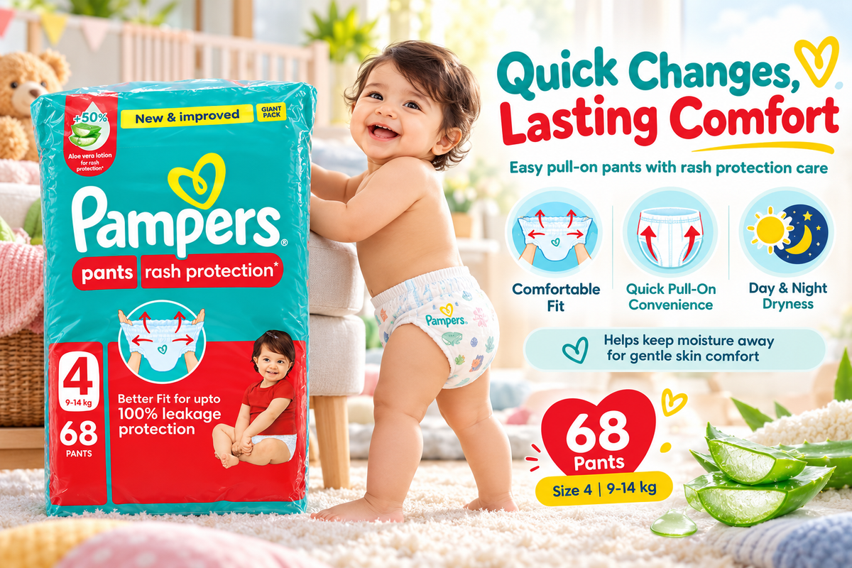 Pampers Pants Rash Protect Size 4 – Jumbo Pack  68 Pants