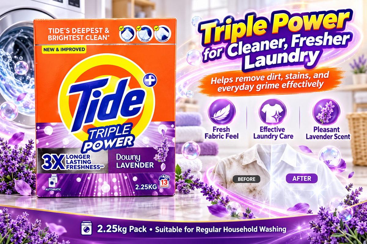 Tide Triple Power Green 2.25kg – Fresh Lavender Laundry Care 2pcs