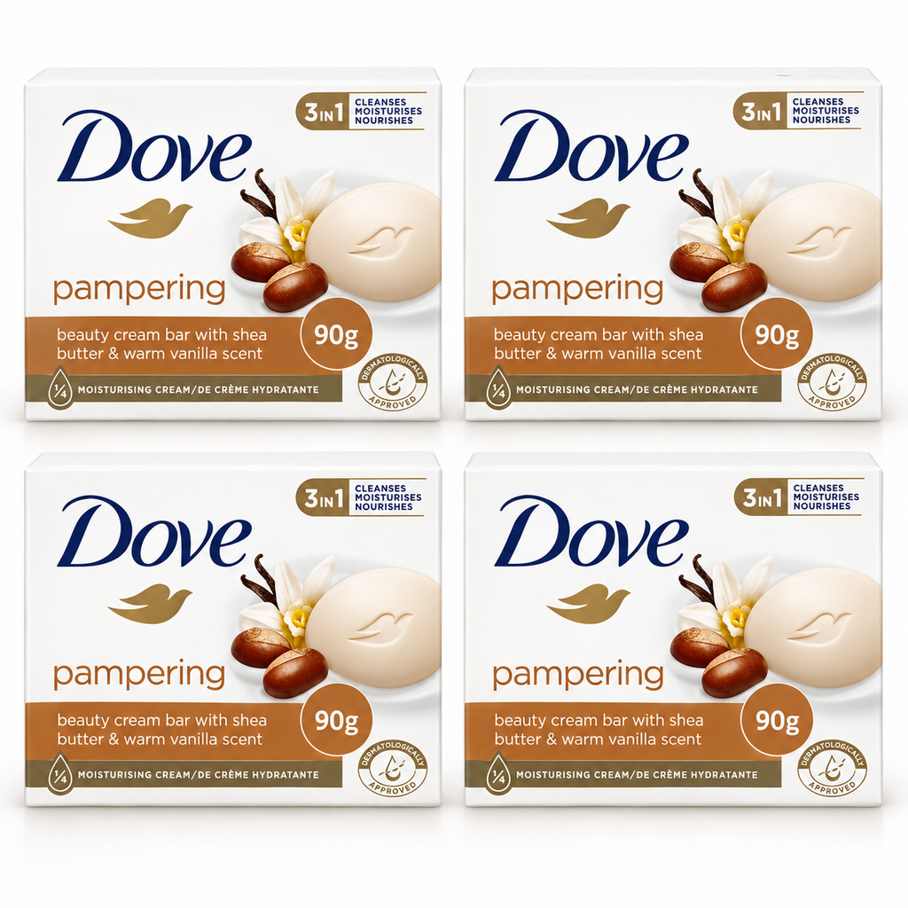 Dove Pampering Beauty Bar 90g – Gentle Cleansing & Nourishing Care 4Pcs