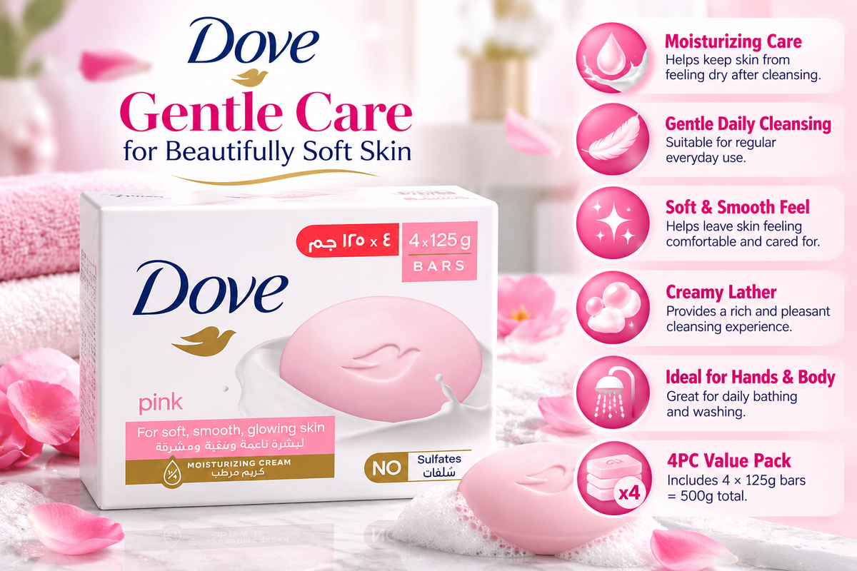 Dove Pink Beauty Bar 75g × 8 – Gentle Cleansing & Soft Skin Care