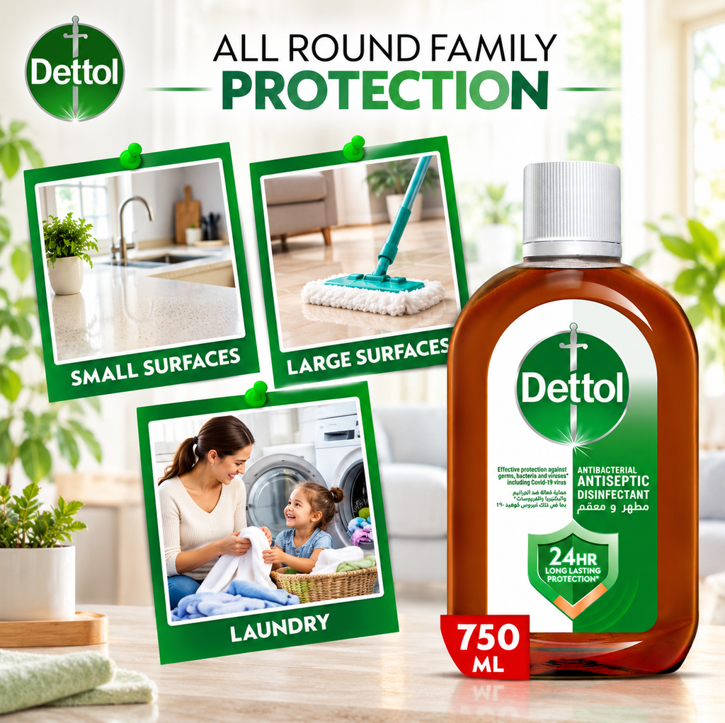 Dettol Antiseptic Liquid 750ml × 2 + 500ml – Value Hygiene Pack Total 3packs