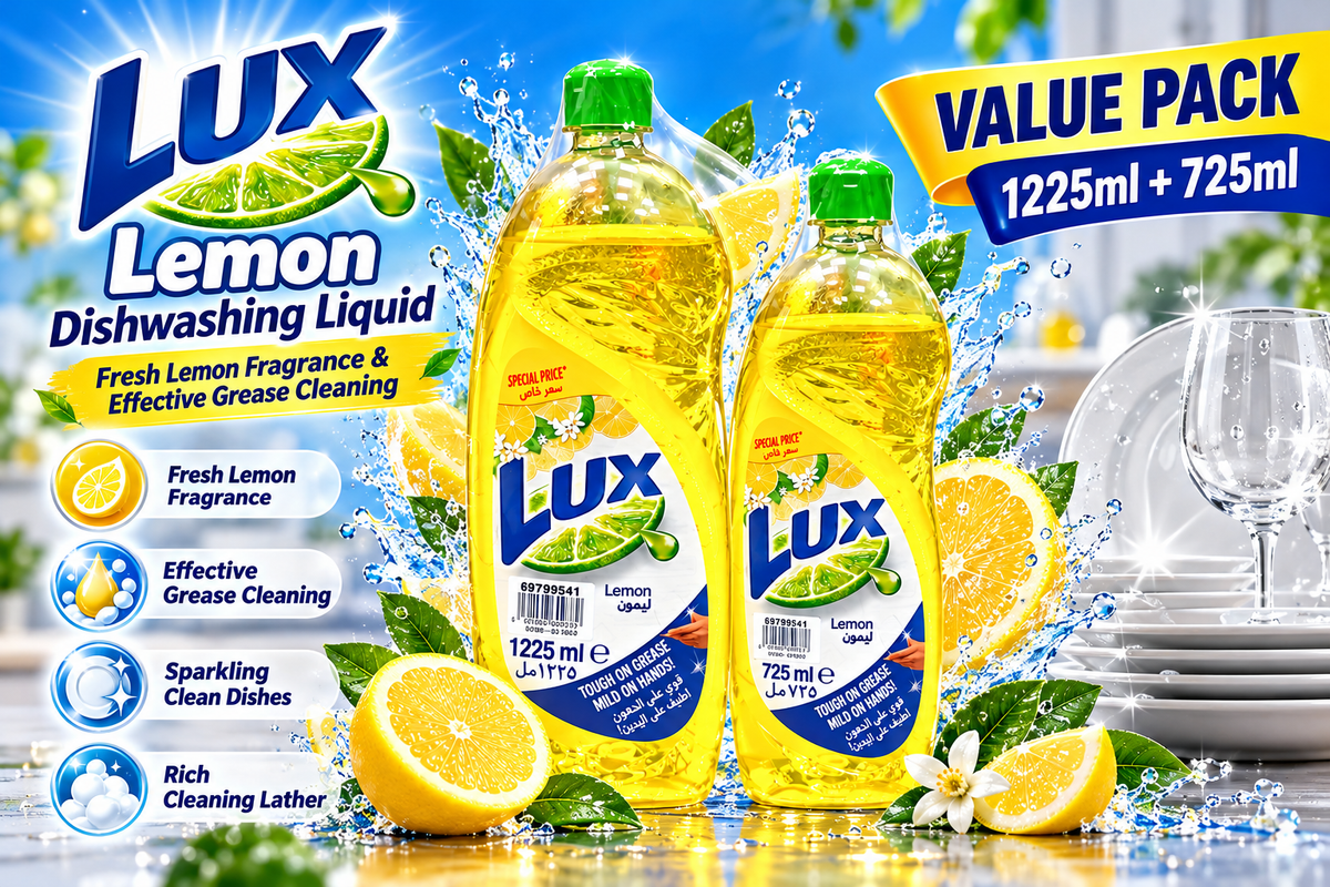 Lux Lemon Dishwashing Liquid 1225ml + 725ml Value Pack3 - 6Botals