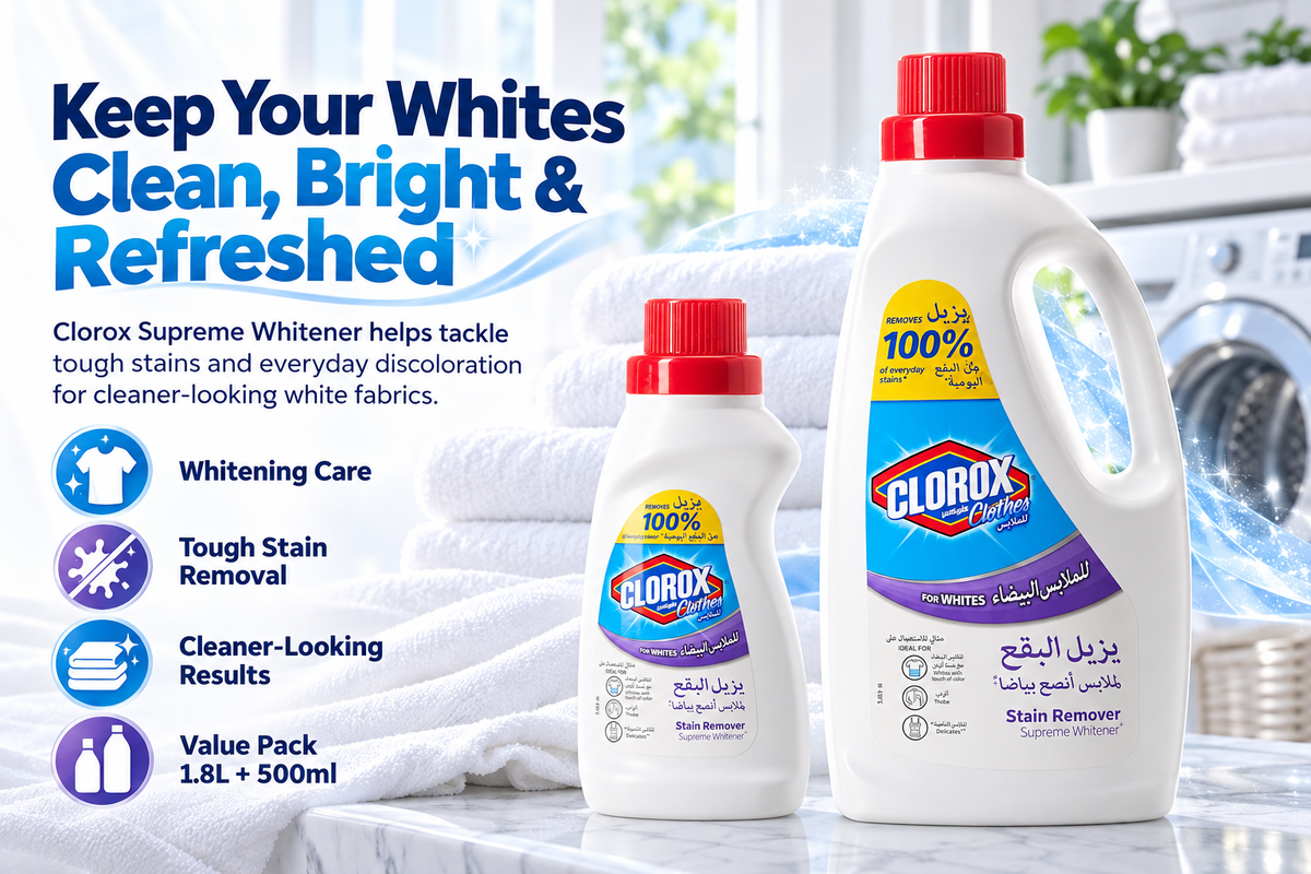 Clorox Supreme Whitener Stain Remover – 1.8L + 500ml Bonus Pack