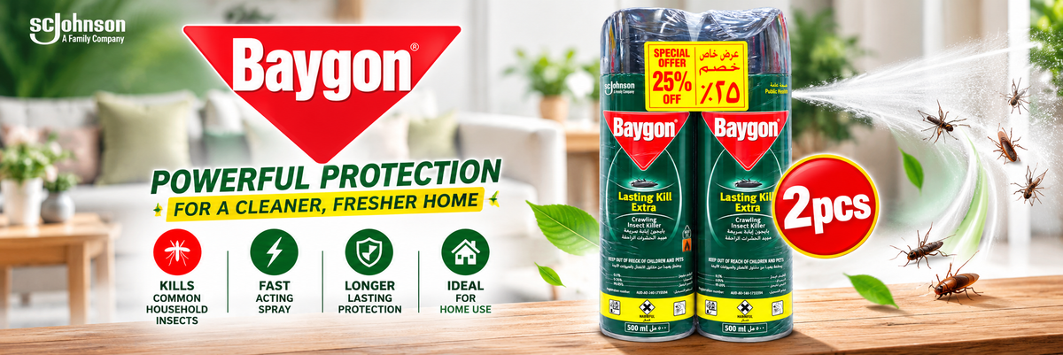 Baygon Lasting Kill Extra 500ml x 2pcs – Powerful Insect Killer Spray