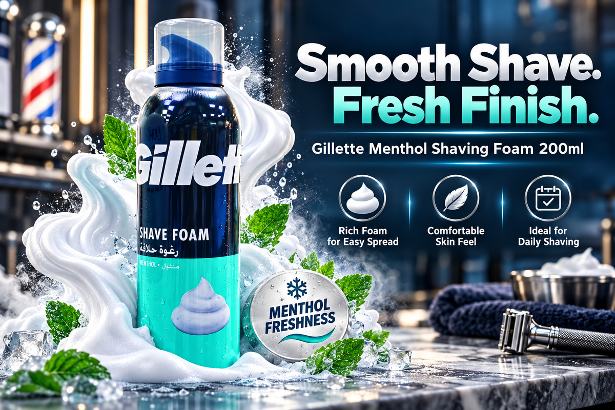 Gillette Shaving Foam Menthol 200ml – Cooling Comfort & Easy Glide x 6pcs