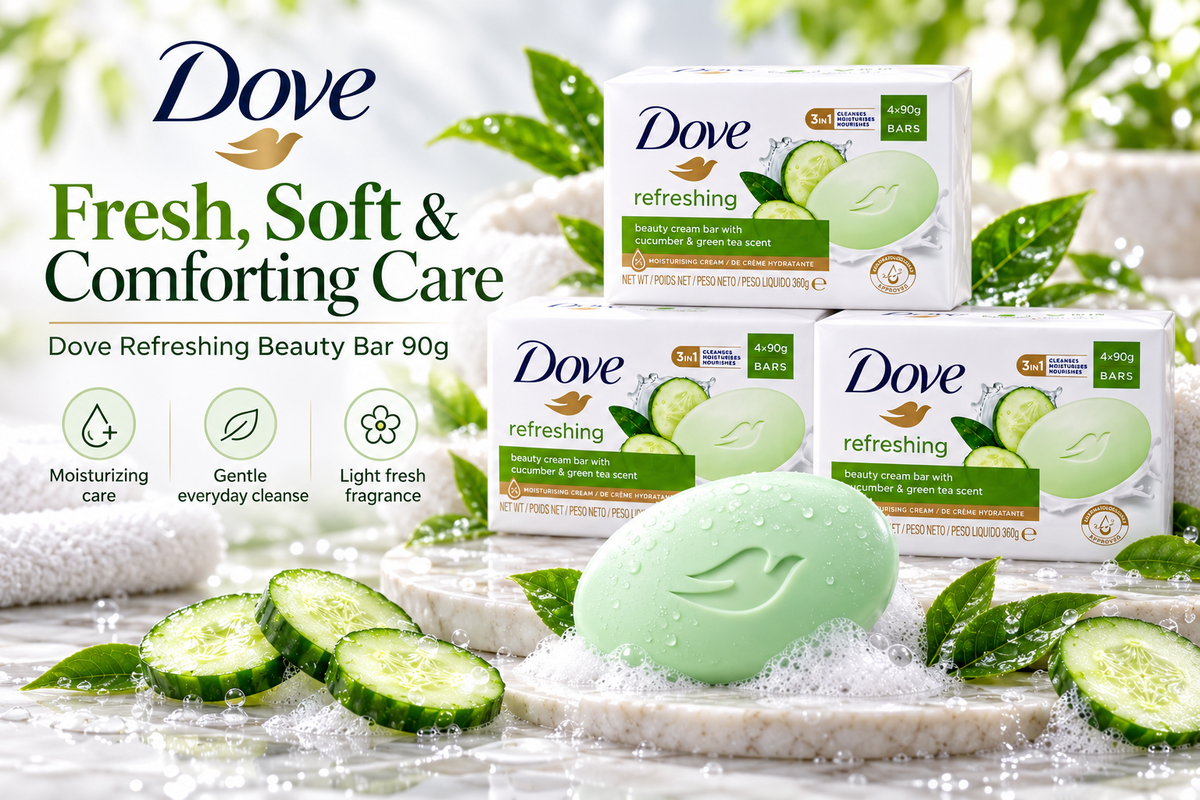 Dove Refreshing Soap 90g – Soft, Smooth & Fresh Everyday Care 4pcs