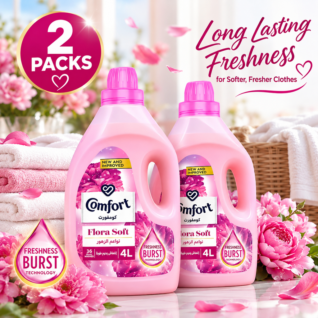 Comfort Flora Pink Fabric Softener 4L – Long-Lasting Freshness 2pcs