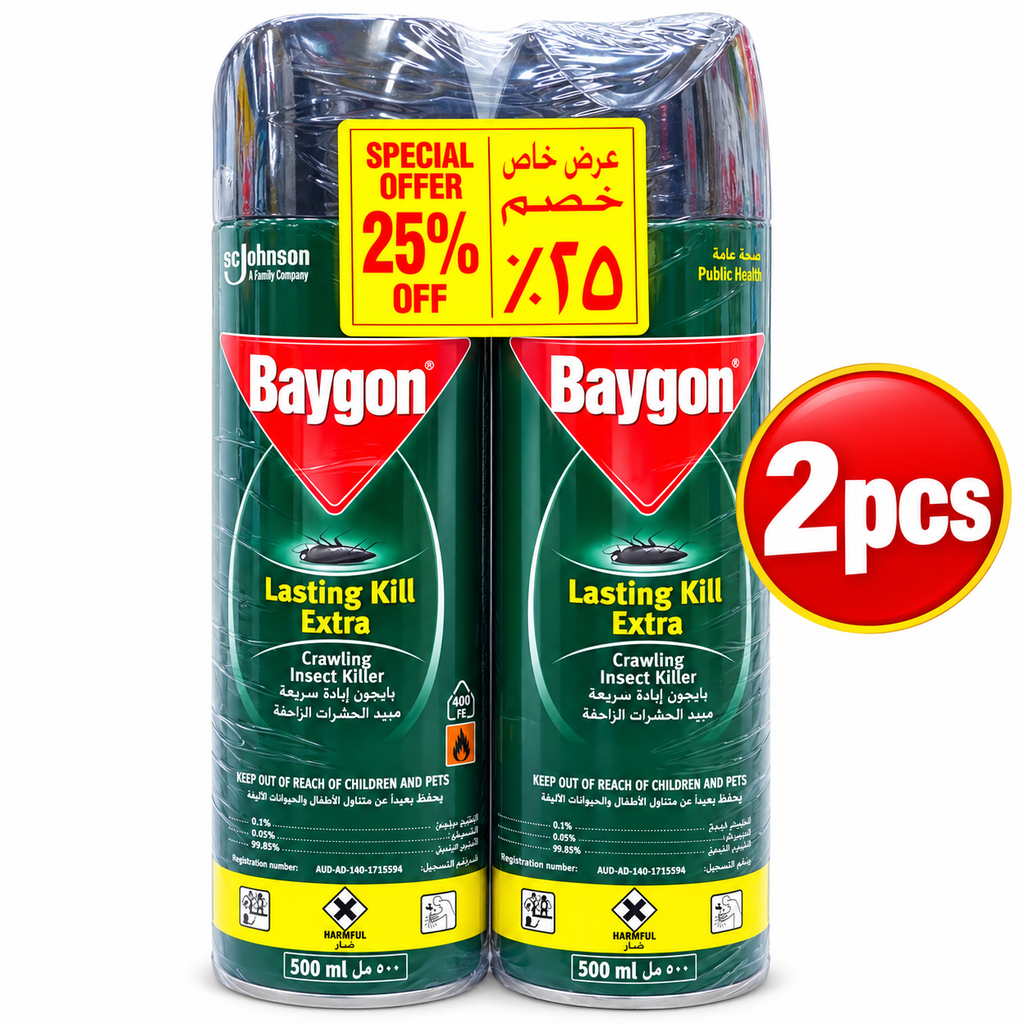 Baygon Lasting Kill Extra 500ml x 2pcs – Powerful Insect Killer Spray