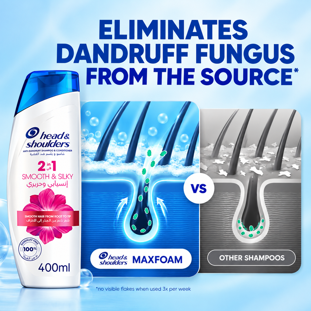 Head & Shoulders Smooth & Silky Shampoo 400ml 4pcs