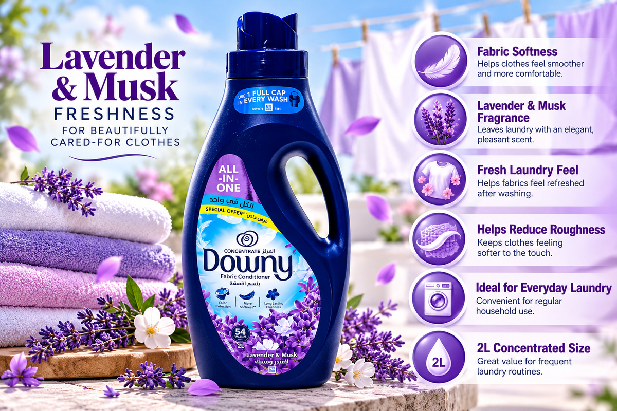 Downy Lavender & Musk Fabric Softener 2L x 2pcs  – Soft, Fresh & Fragrant Clothes