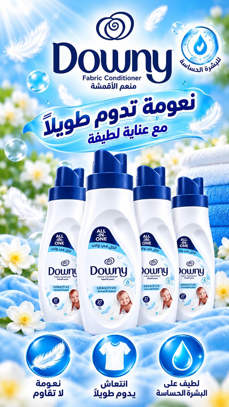 Downy Baby Sensitive Fabric Conditioner – 1L 4Pcs