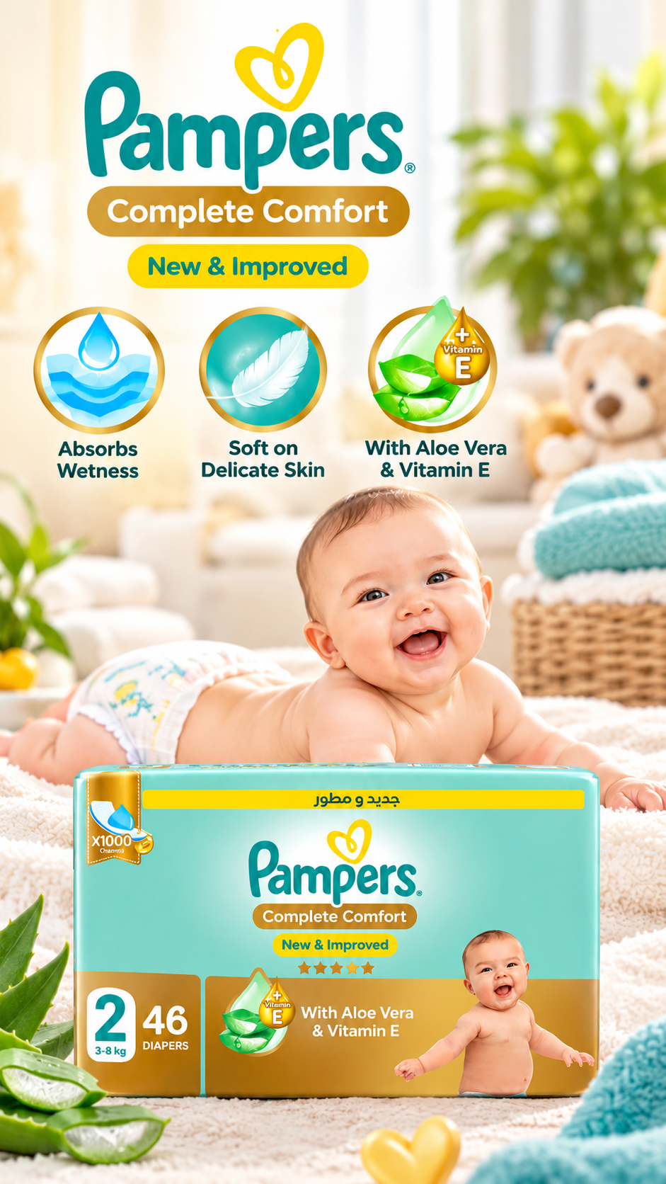 Pampers Premium Care Size 2 - 46 Diapers Value Pack