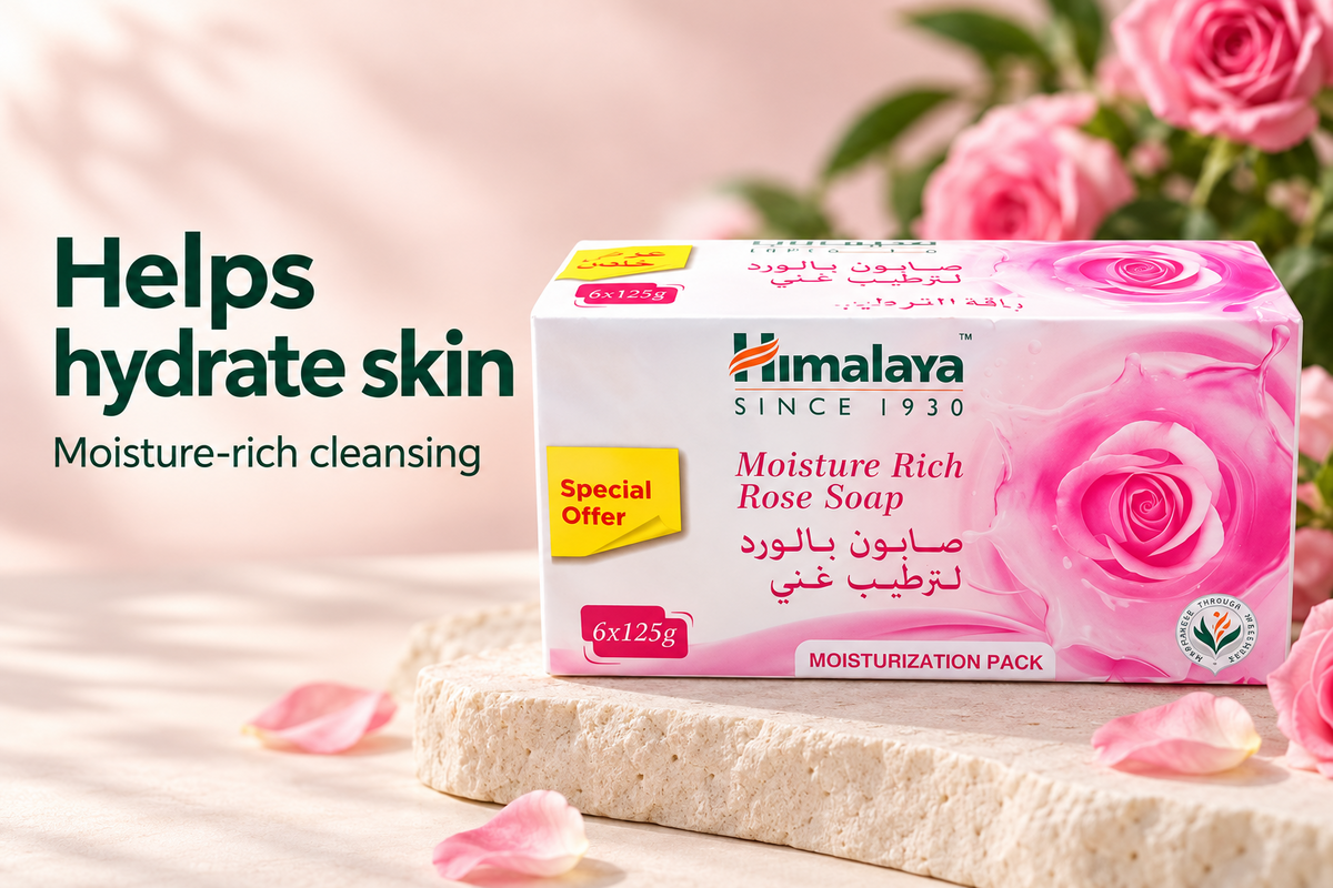 Himalaya Moisture Rich Rose Soap – 6 × 125 g Multipack (3 packs 18pcs)