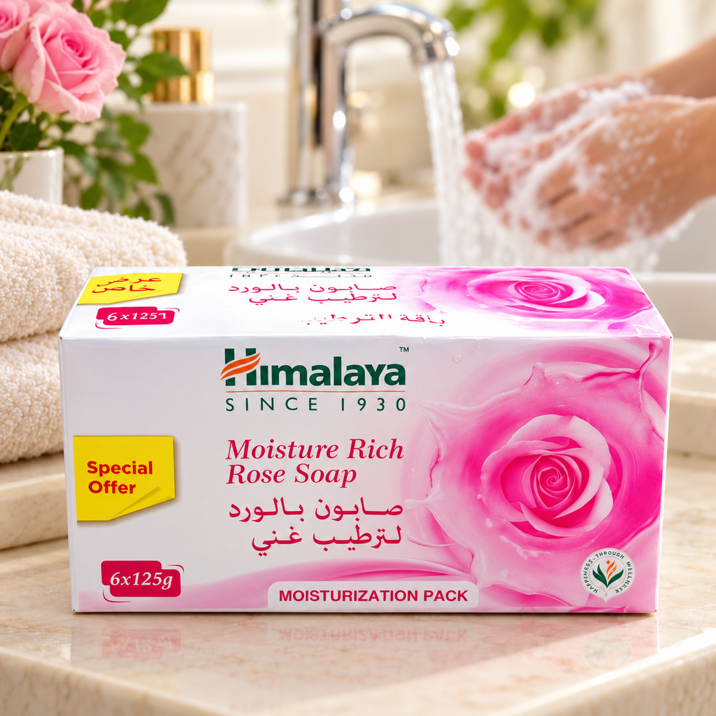 Himalaya Moisture Rich Rose Soap – 6 × 125 g Multipack (3 packs 18pcs)