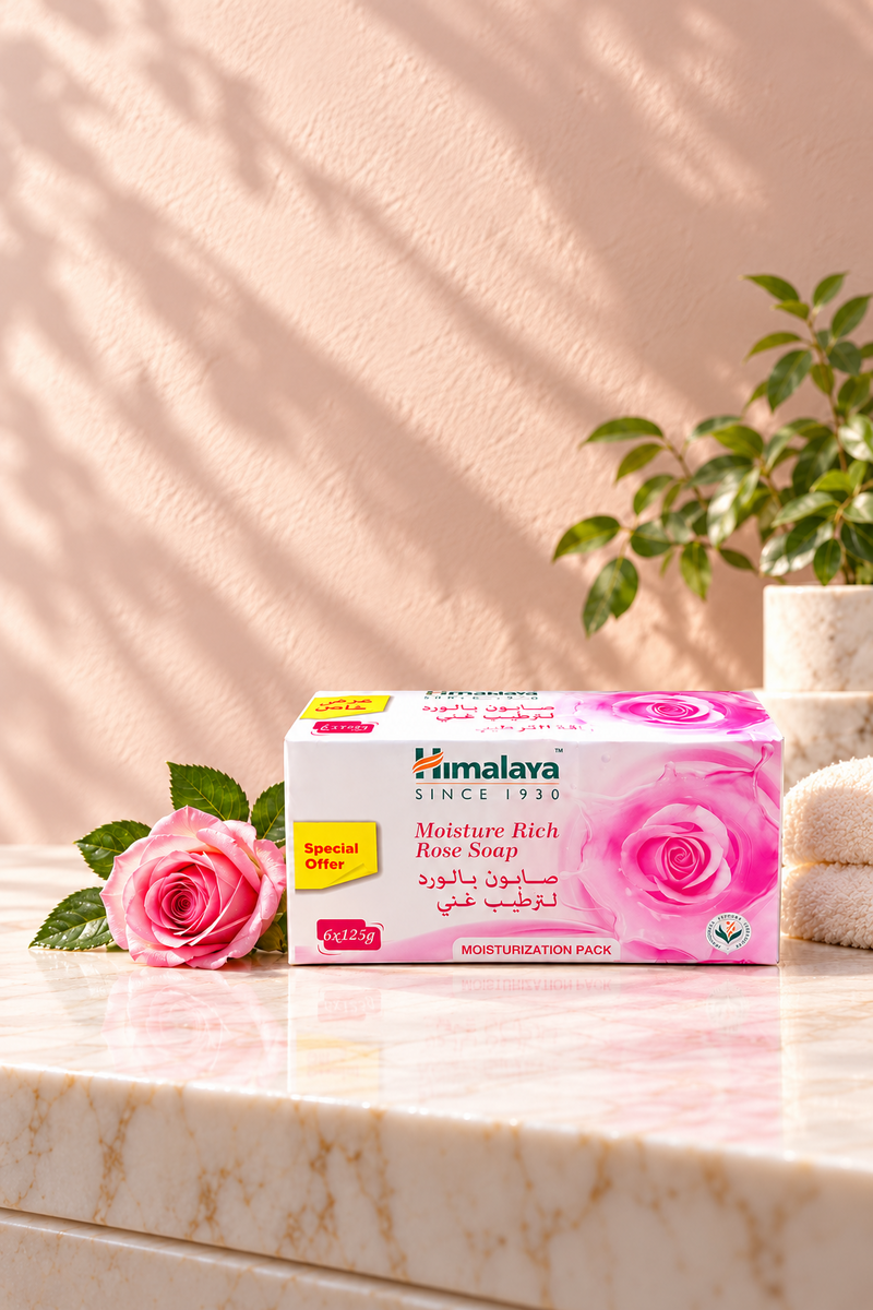 Himalaya Moisture Rich Rose Soap – 6 × 125 g Multipack (3 packs 18pcs)
