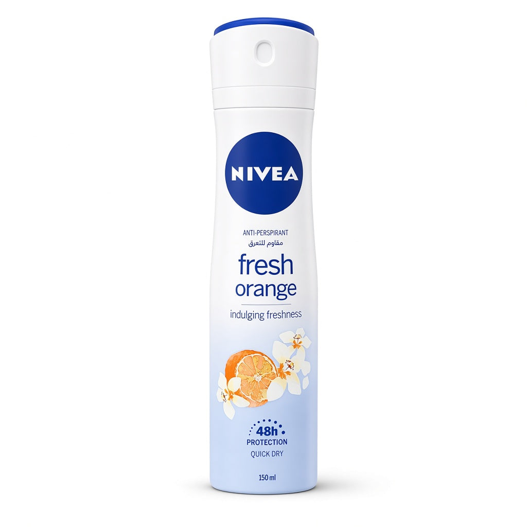 NIVEA Fresh Orange Antiperspirant Body Spray for Women – 48-Hour Protection, Quick-Dry Formula, 150ml x 3psc