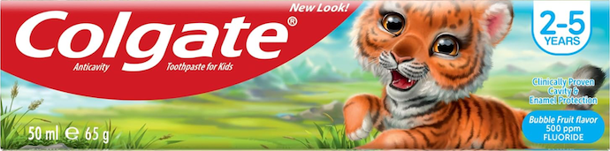 Colgate Toothpaste Kids Bubble Fruit, Fluoride Toothpaste, 2-5 years, 50ml