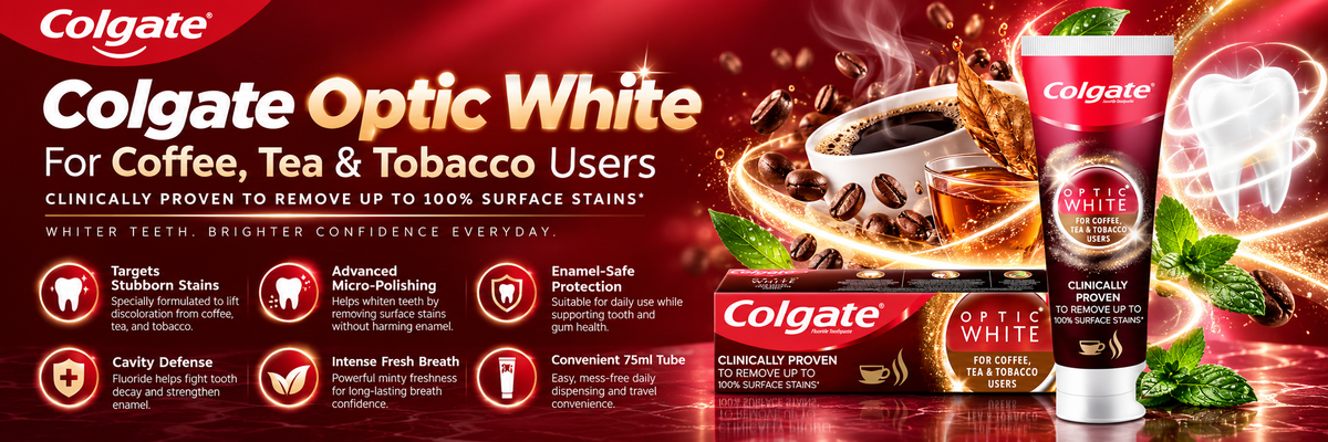 Colgate Optic White Stain Removal Toothpaste for Coffee, Tea & Tobacco | 75ml