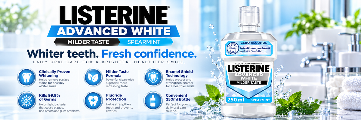 Listerine Advanced White Milder Taste Spearmint Mouthwash | 250ml