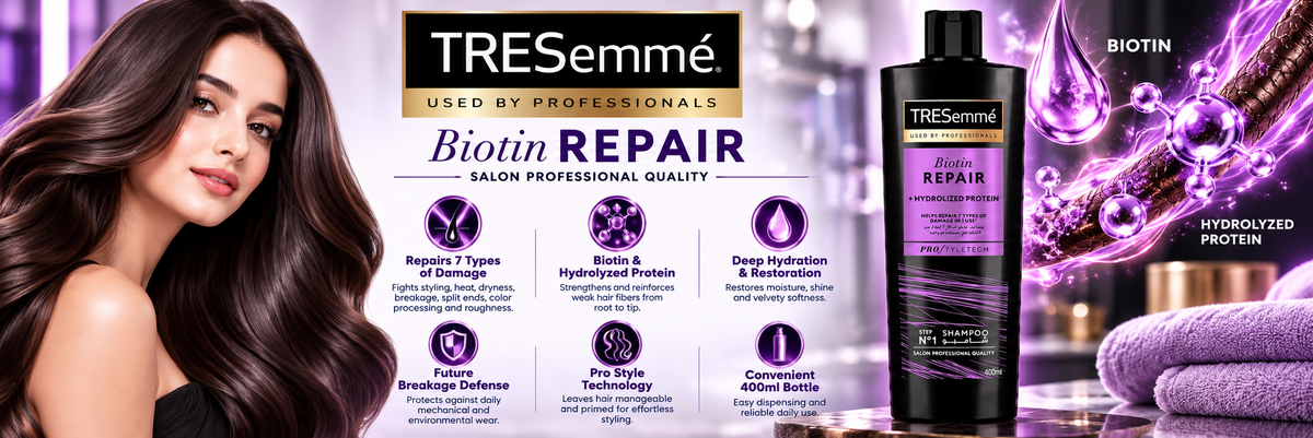 TRESemmé Biotin Repair + Hydrolyzed Protein Shampoo for Damaged Hair | 400ml