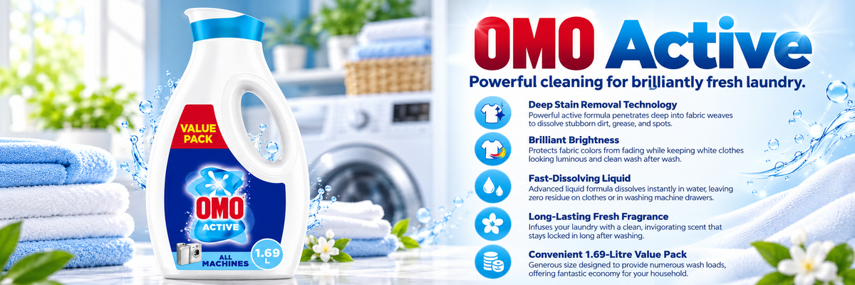 OMO Active Liquid Laundry Detergent - High Efficiency Value Size (1.69L)