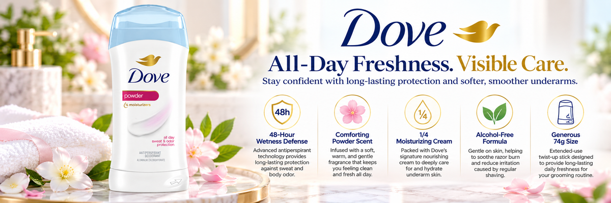 Dove Powder Soft Antiperspirant Deodorant Stick | 74g