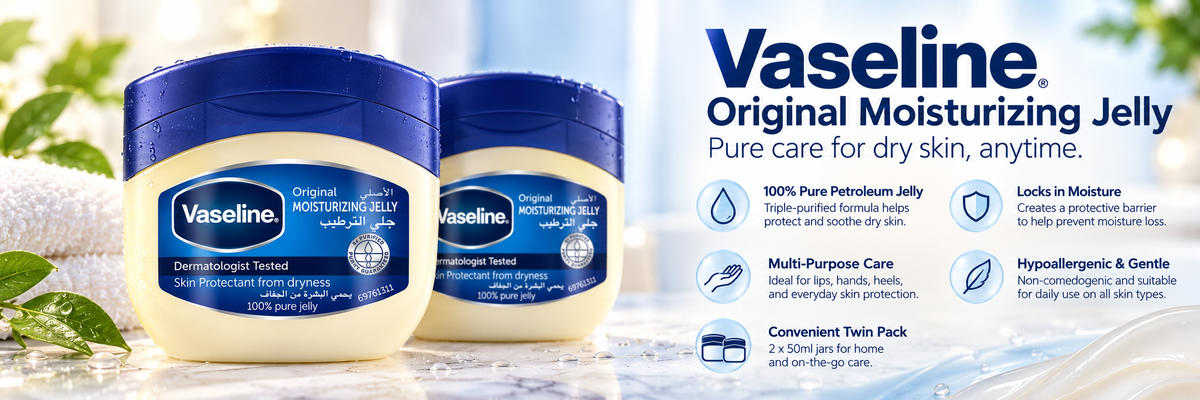 Vaseline 100% Pure Petroleum Jelly Duo - Original Skin Protection (2 x 50 ml)