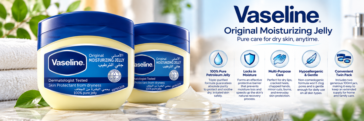Vaseline Original Pure Petroleum Jelly | Skin Protectant & Healing Jelly | 100ml (Twin Pack)