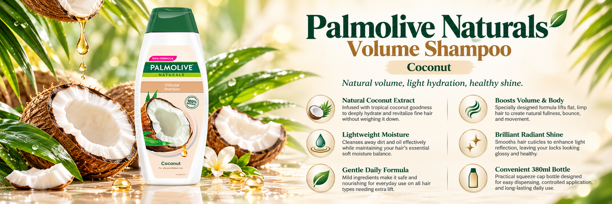 Palmolive Naturals Volume Shine Shampoo for Fine Hair - Coconut (380 ml)
