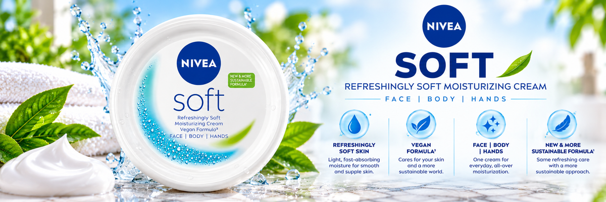 Nivea Soft Refreshing Moisturizing Cream for Face, Body & Hands - 300ml Jar