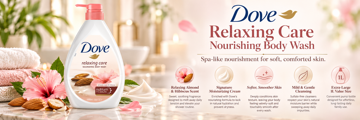 Dove Relaxing Care Body Wash - Almond Cream & Hibiscus | 1 Litre