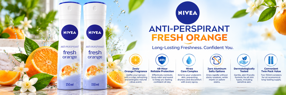 Nivea Fresh Natural Orange Long-Lasting Freshness Body Spray (2 x 150 ml)