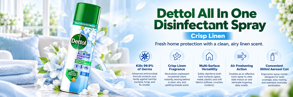 Dettol All-in-One Disinfectant Spray | Crisp Linen Scent | 300ml
