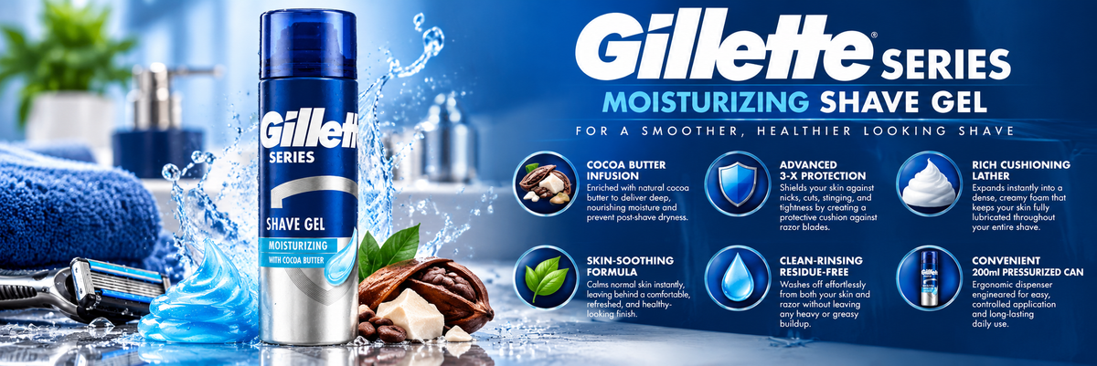 Gillette Series Moisturizing Shave Gel - Cocoa Butter Formula (200 ml)