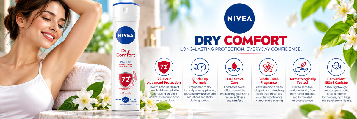 Nivea Women Dry Comfort Quick-Dry Anti-Perspirant Body Spray - 150 ml