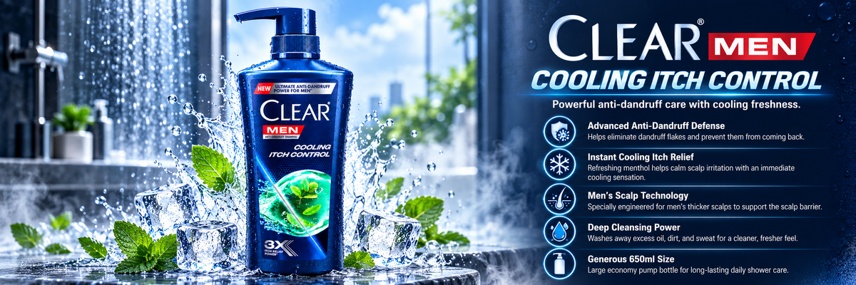 Clear Men Scalpcare Anti-Dandruff Shampoo - Cooling Itch Relief (650 ml)
