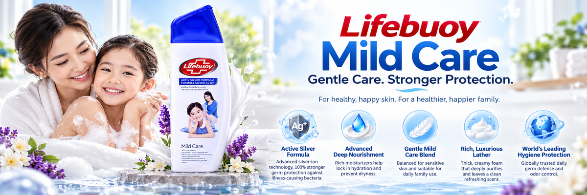 Lifebuoy Mild Care Antibacterial Body Wash | Active Silver Formula | 300ml
