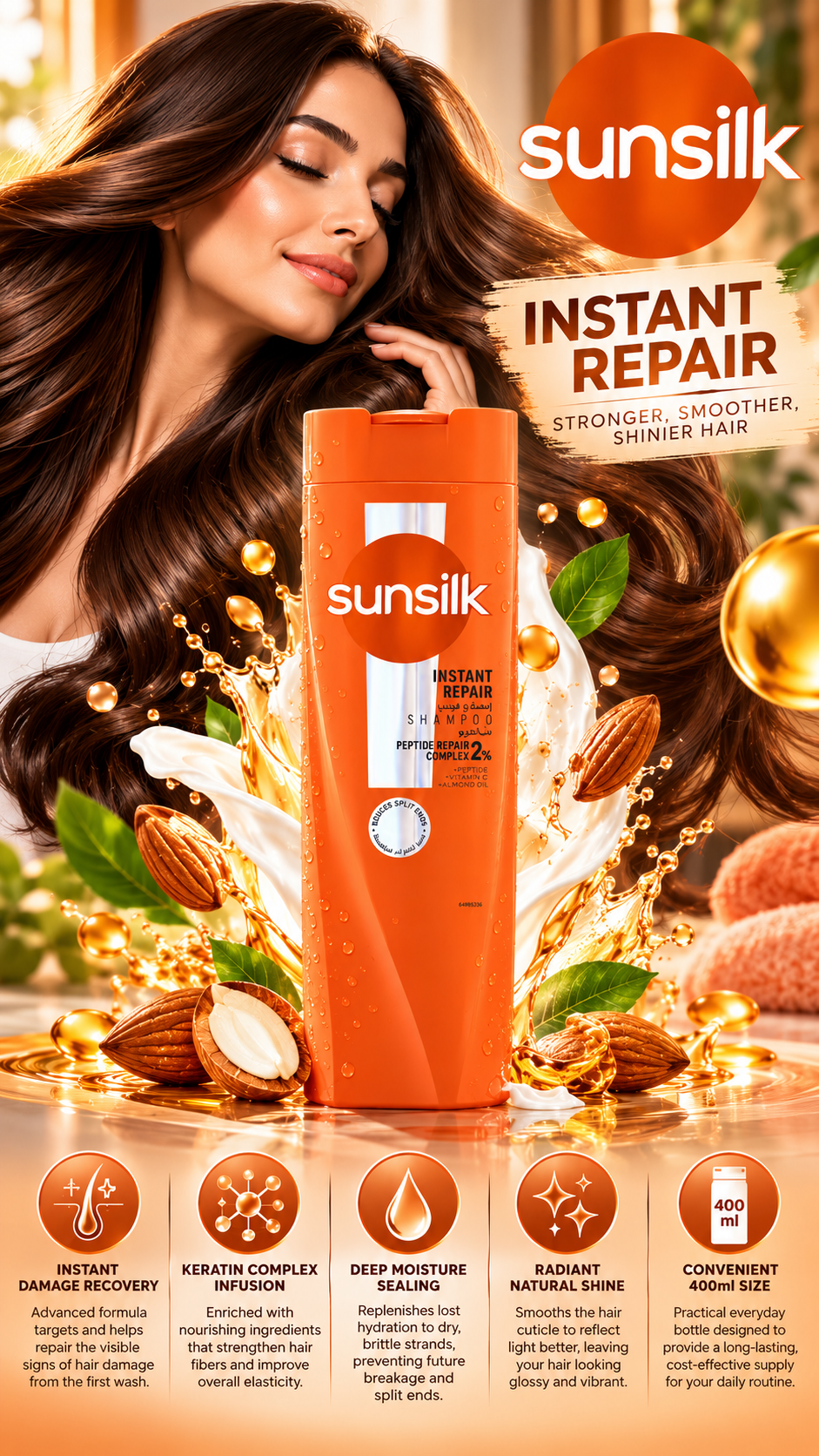 Sunsilk Instant Repair & Protect Shampoo for Damaged Hair - 400 ml