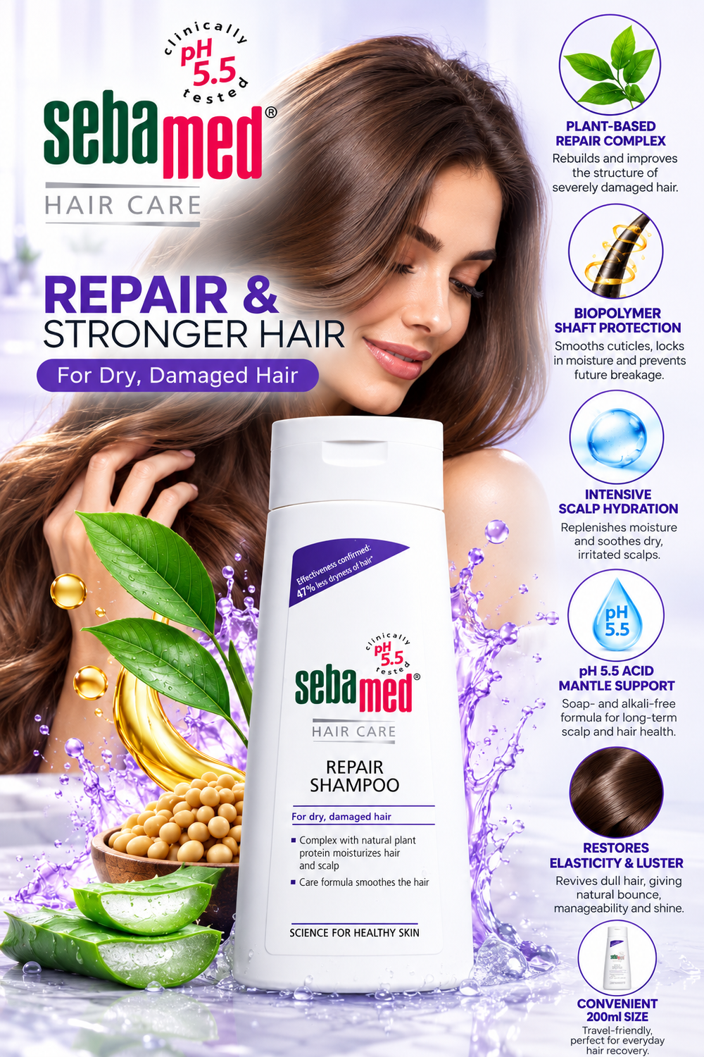 Sebamed Restorative pH 5.5 Scalp & Hair Treatment Shampoo - 200 ml