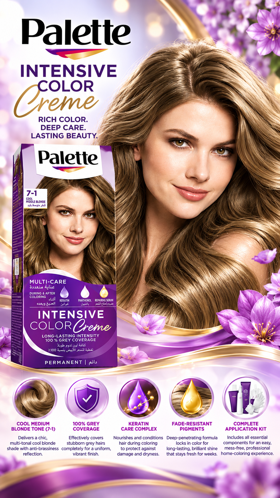 Schwarzkopf Palette Intensive Permanent Hair Color - Cool Medium Blonde (7-1)