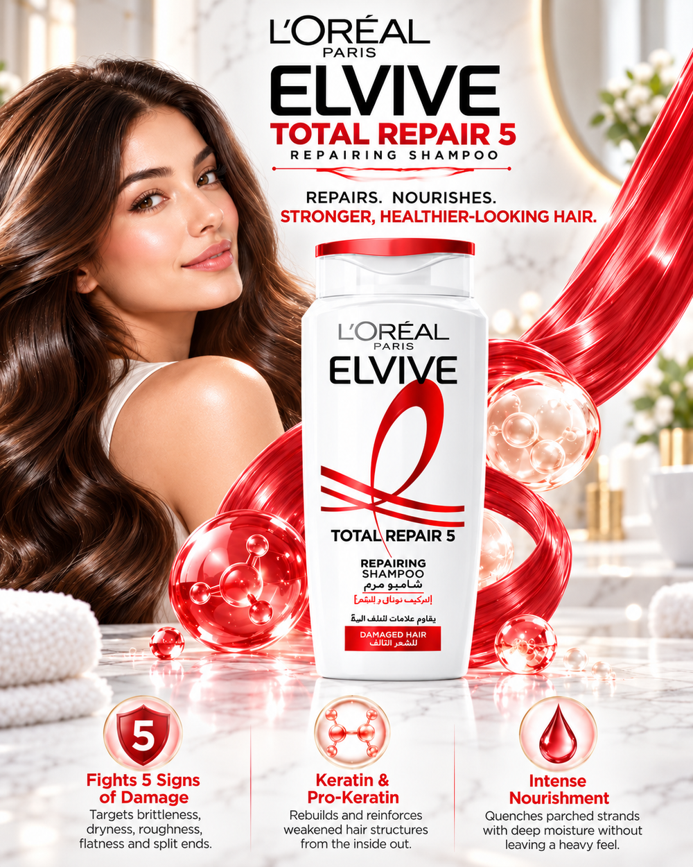 L'Oréal Paris Elvive Total Repair 5 Shampoo for Damaged Hair | 400ml