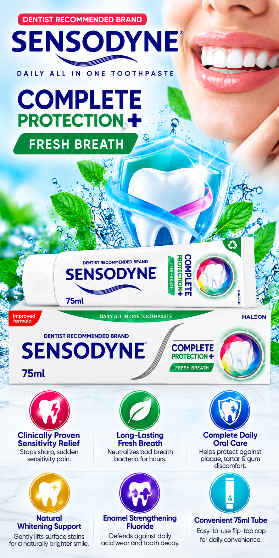 Sensodyne Complete Protection Fresh Breath Toothpaste | 75ml
