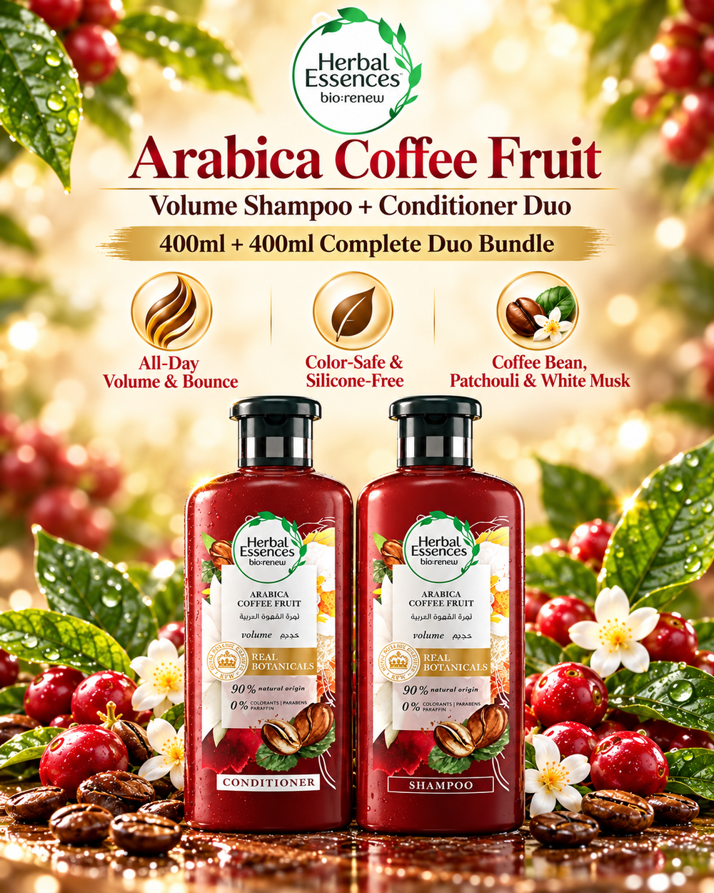 Herbal Essences bio:renew Volume Arabica Coffee Fruit Shampoo & Conditioner Set | 2 x 400ml