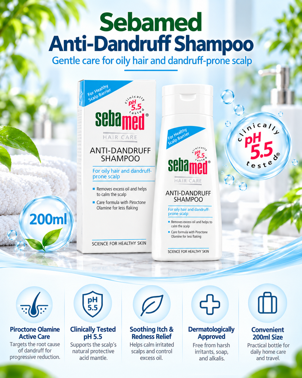 Sebamed Anti-Dandruff Shampoo | pH 5.5 Scalp Care | 200 ml