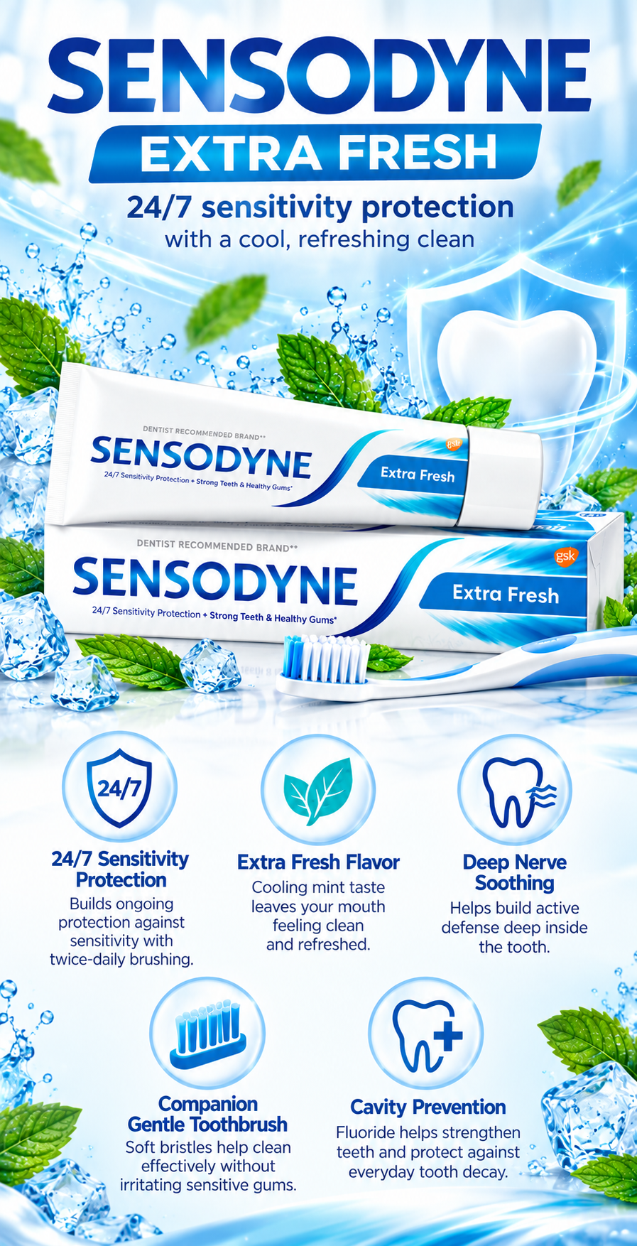 Sensodyne Extra Fresh Care Kit - 75 ml & Toothbrush