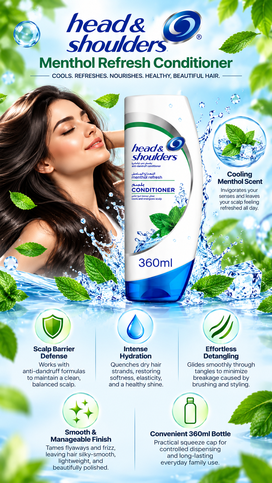 Head & Shoulders Menthol Refresh Anti-Dandruff Conditioner | 360ml