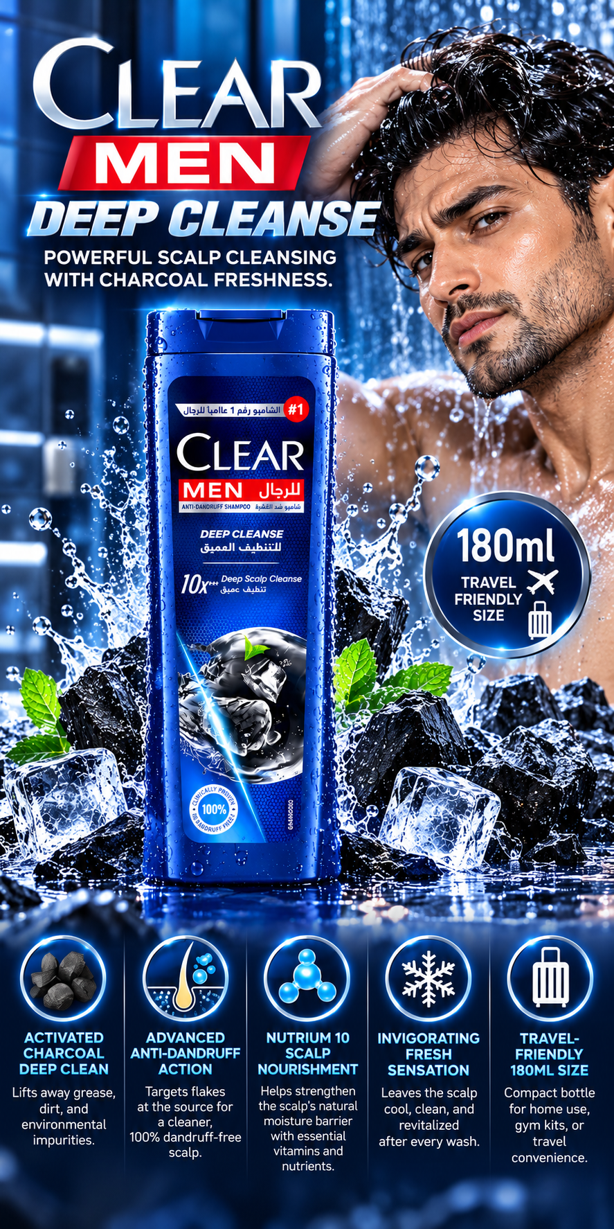 Clear Men Purifying Scalp Care Shampoo - Deep Cleanse (180 ml)