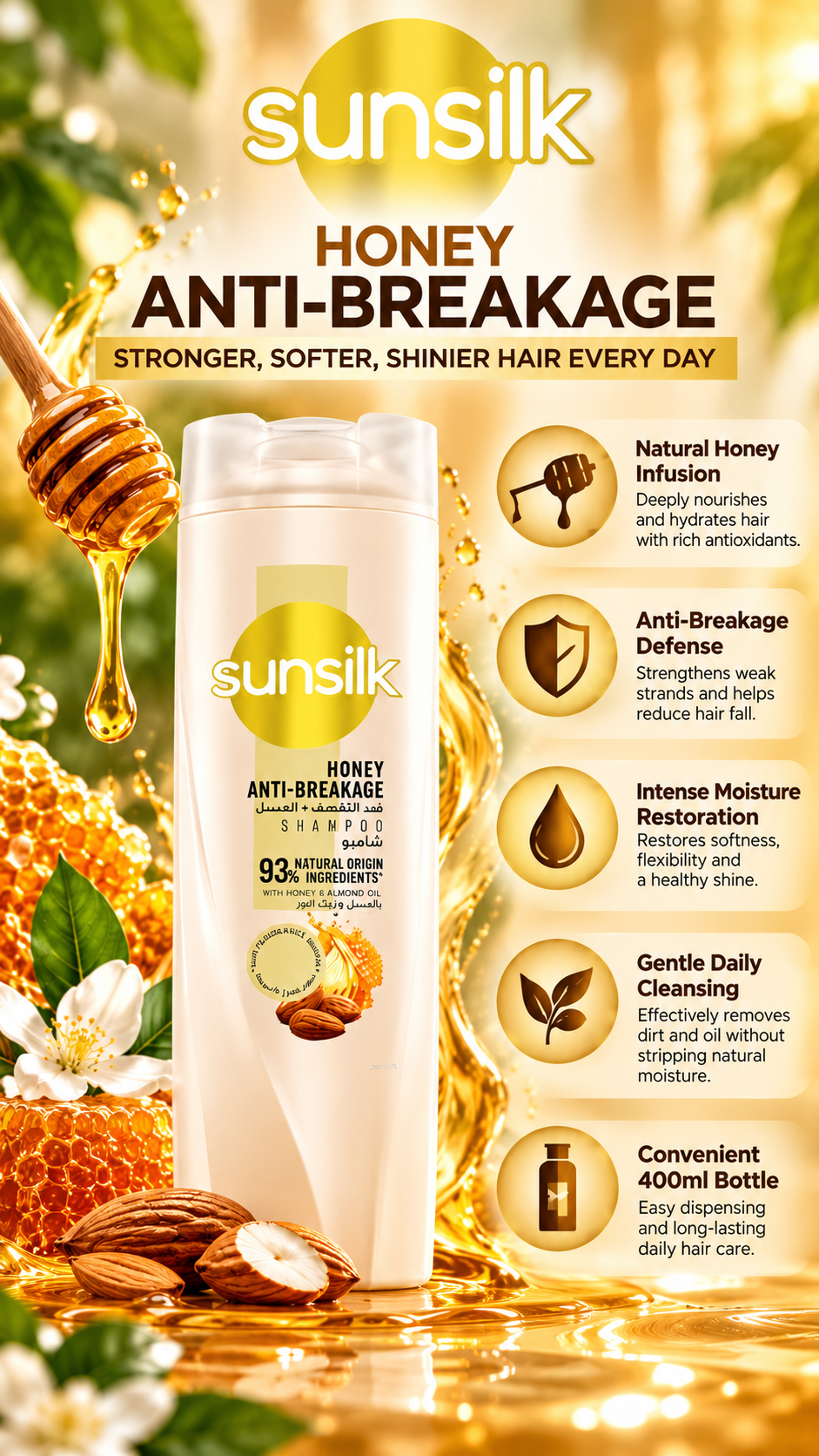 Sunsilk Anti-Breakage Shampoo Infused with Natural Honey | 400ml