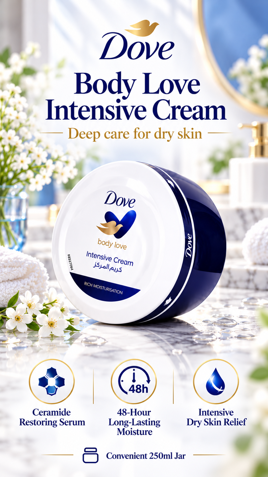 Dove Body Love Intensive Care Body Cream for Very Dry Skin | 250ml