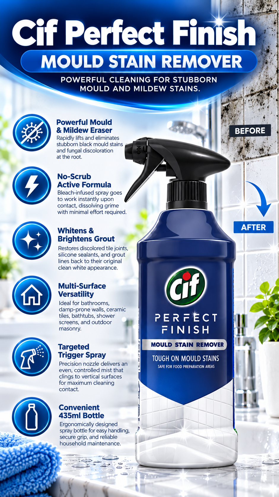 Cif Professional Strength Anti-Mould & Fungus Cleaning Spray - 435 ml